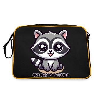One Happy Raccoon Extra Cute Animal Baby Cartoon - Retro Bag - black/gold - Back