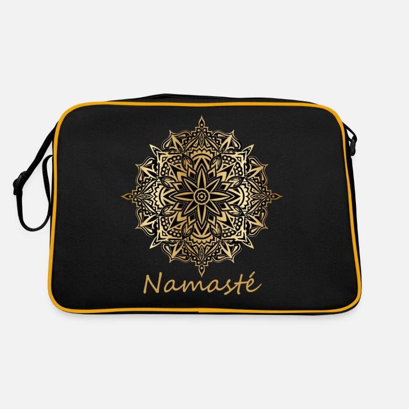Namaste Dankbarkeit & Selbstliebe Geschenk Mandala - Retro Tasche - Schwarz/Gold