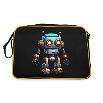 Roboter / Maschine / KI / Technology / Mechanik - Retro Tasche - Schwarz/Gold - Hinten