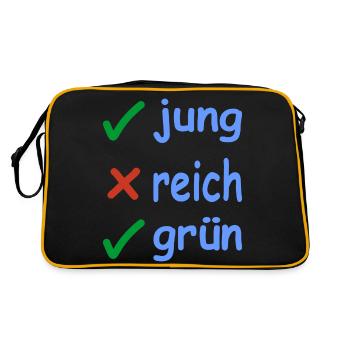 jung reich grün Version 2 - Retro Tasche - Schwarz/Gold - Hinten