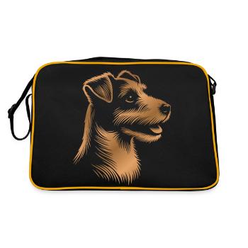 Russell Terrier Zeichnung Kopf bronze, gold - Retro Tasche - Schwarz/Gold - Hinten