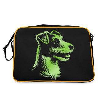 Russell Terrier Zeichnung Kopf grün - Retro Tasche - Schwarz/Gold - Hinten