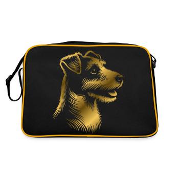 Russell Terrier Zeichnung Kopf bronze, gold - Retro Tasche - Schwarz/Gold - Hinten