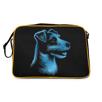 Russell Terrier Zeichnung Kopf blau - Retro Tasche - Schwarz/Gold - Hinten