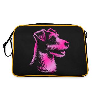 Russell Terrier Zeichnung Kopf pink - Retro Tasche - Schwarz/Gold - Hinten