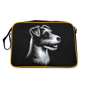 Russell Terrier Zeichnung Kopf silber - Retro Tasche - Schwarz/Gold - Hinten