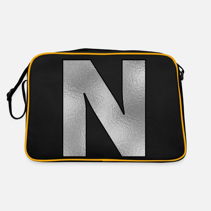 Buchstabe N Silber Retro Tasche