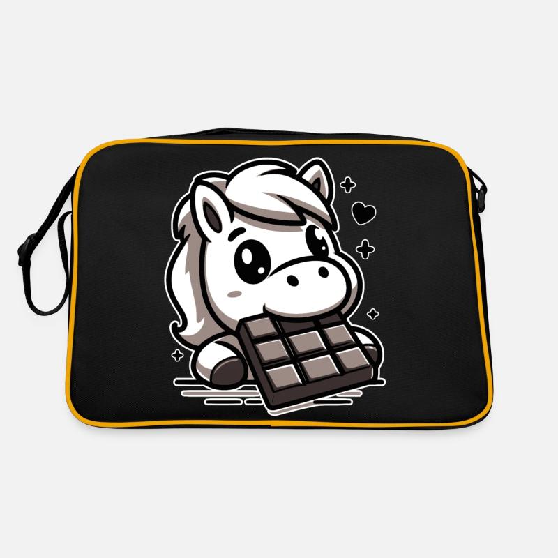 Cute horse and chocolate Retro Bag