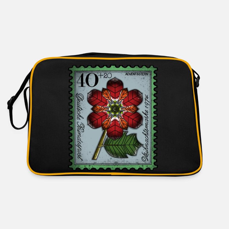 Briefmarke Adventsstern - Retro Tasche - Schwarz/Gold