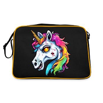 Einhorn / Fabelwesen / Märchen / Magie / Glitzer - Retro Tasche - Schwarz/Gold - Hinten
