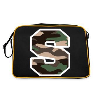 Letter S Military Camouflage - Gift Idea - Retro Bag - black/gold - Back