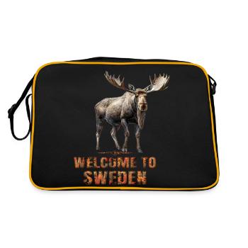 Sweden Swedish moose best animal antlers deer deer - Retro Bag - black/gold - Back