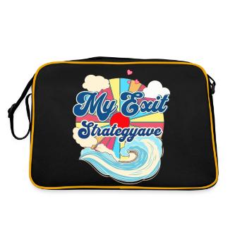 Plage, Vagues, Détente, Vacances, Coucher de soleil, Été - Sac Retro - noir/or - Dos