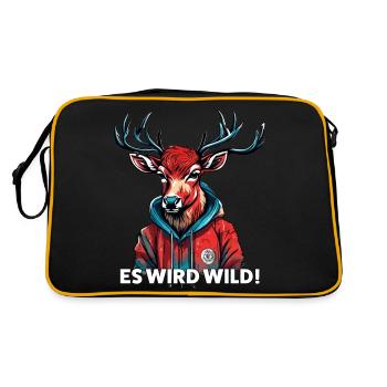 Es wird Wild Jäger Reh Rotwild - Retro Tasche - Schwarz/Gold - Hinten