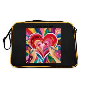 Liebe ist wie Kunst – bunt - Retro Tasche - Schwarz/Gold - Hinten