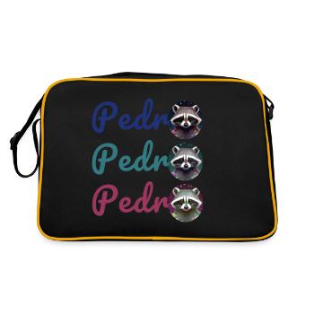 raccoon,graffiti,grey, watercolour,urban - Retro Bag - black/gold - Back