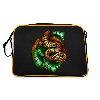 Monstera Snake - Retro Tasche - Schwarz/Gold - Hinten