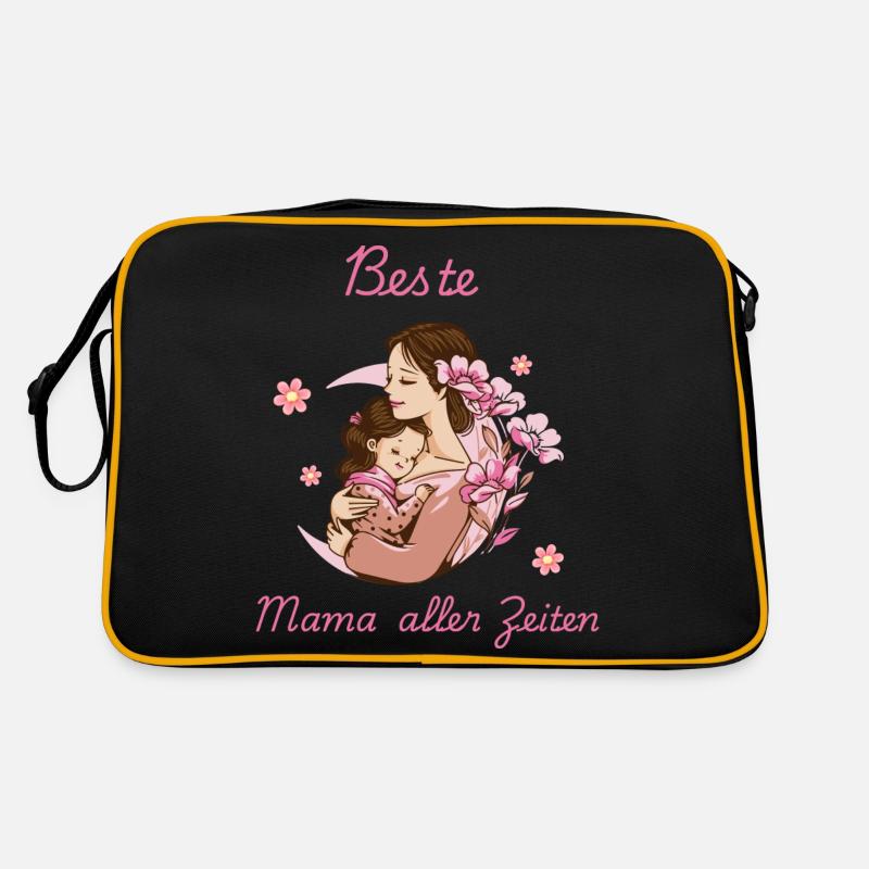 Happy Mom - Retro Tasche - Schwarz/Gold
