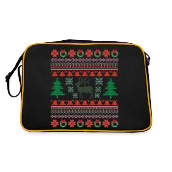 Retro Weihnachtsmuster 2 - Retro Tasche - Schwarz/Gold - Hinten