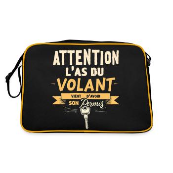Permis Conduire - Humour Jeune Conducteur - Sac Retro - noir/or - Dos
