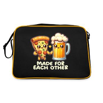 Pizza et bière - Sac Retro - noir/or - Dos