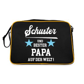 Schuster Bester Papa Vatertag Geburtstag Geb Vater - Retro Tasche - Schwarz/Gold - Hinten