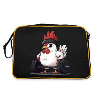 Kreuzheben Huhn - Retro Tasche - Schwarz/Gold - Hinten