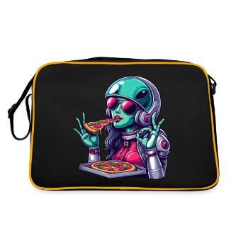 Alien Pizza Lover - Femme extraterrestre verte - Sac Retro - noir/or - Dos