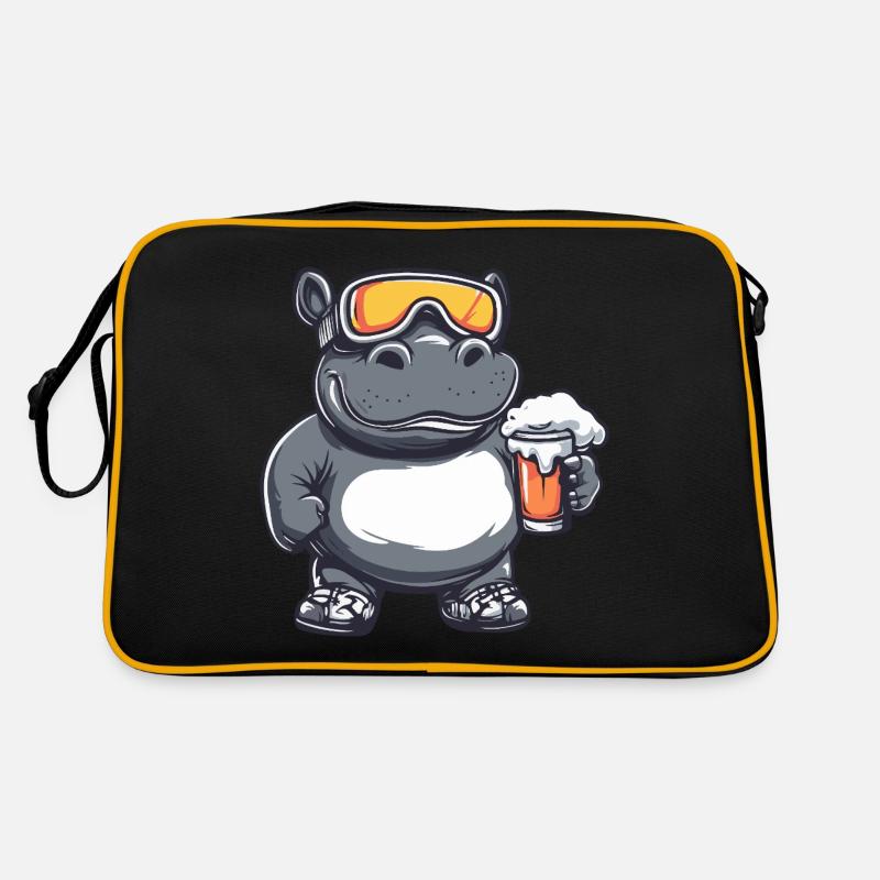 Nilpferd Apres Ski Bier Comic Retro Tasche