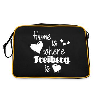 Zuhause in Freiberg - Home is where Freiberg is - Retro Tasche - Schwarz/Gold - Hinten