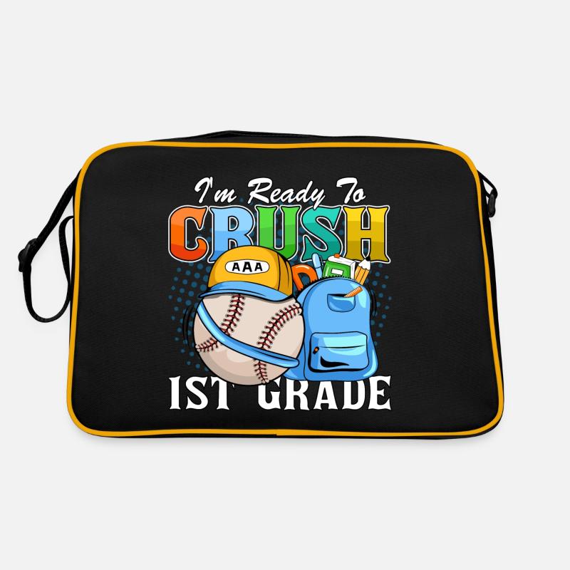 Ich bin bereit, Regenbogenmädchen Jungen der 1. Klasse zu zerquetschen Retro Tasche