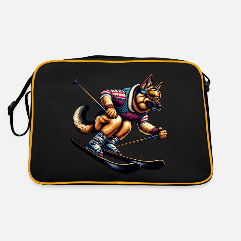 German Shepherd Ski Winter Adventure Retro Bag