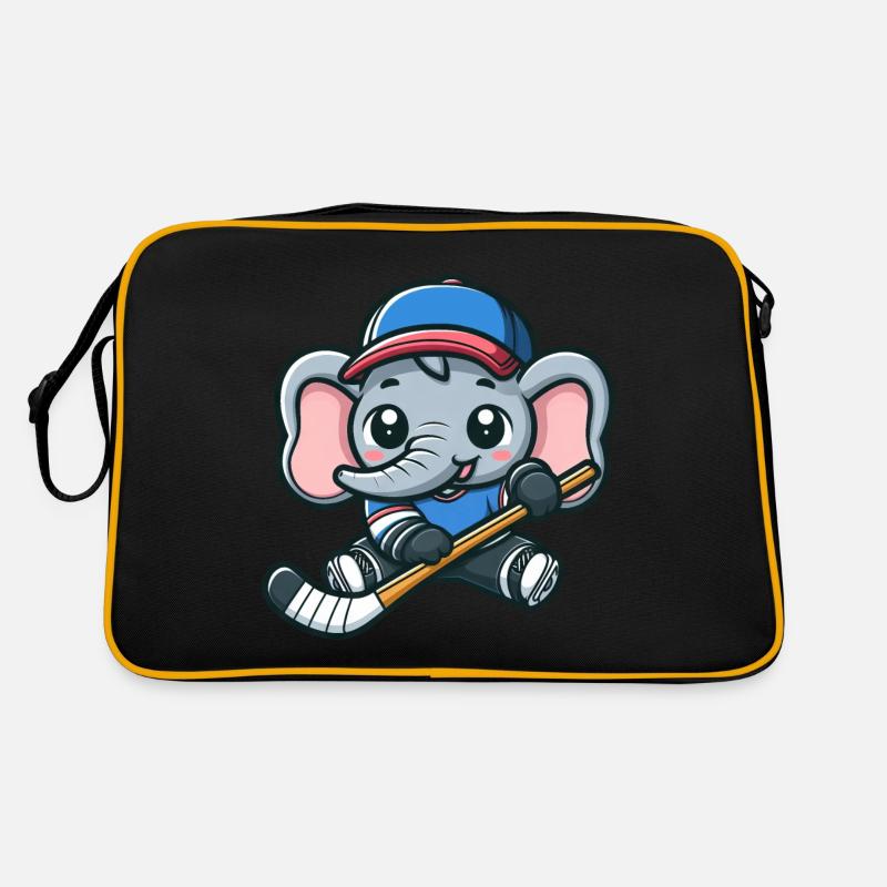 Süßer Elefant Eishockey Comic Design Retro Tasche
