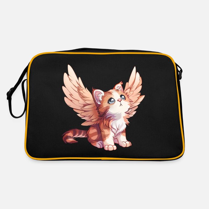 Niedliches Katzenengel Comic Design Retro Tasche