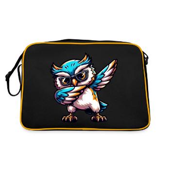 Coole Eule Dabbing Comic Süß - Retro Tasche - Schwarz/Gold - Hinten