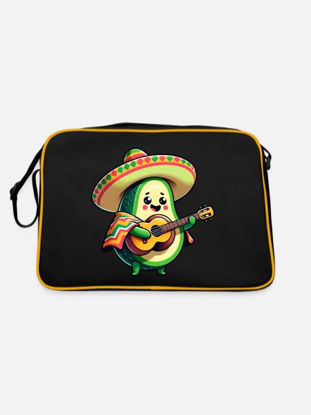 Cinco de Mayo Avocat Mariachi Guitariste - Sac Retro - noir/or - Dos