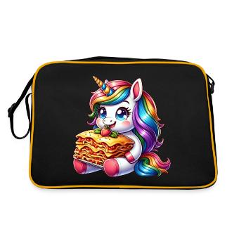 Unicorn enjoys Italian lasagna - Retro Bag - black/gold - Back