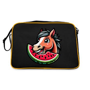Cheval mignon avec des fruits d’été au melon - Sac Retro - noir/or - Dos