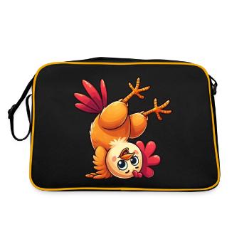 Huhn Henne Hahn Handstand Akrobatik Athlet Spaß - Retro Tasche - Schwarz/Gold - Hinten