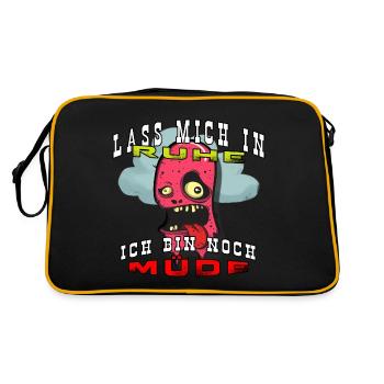 Lass mich in Ruhe!Ich bin noch müde! Morgenmuffel - Retro Tasche - Schwarz/Gold - Hinten