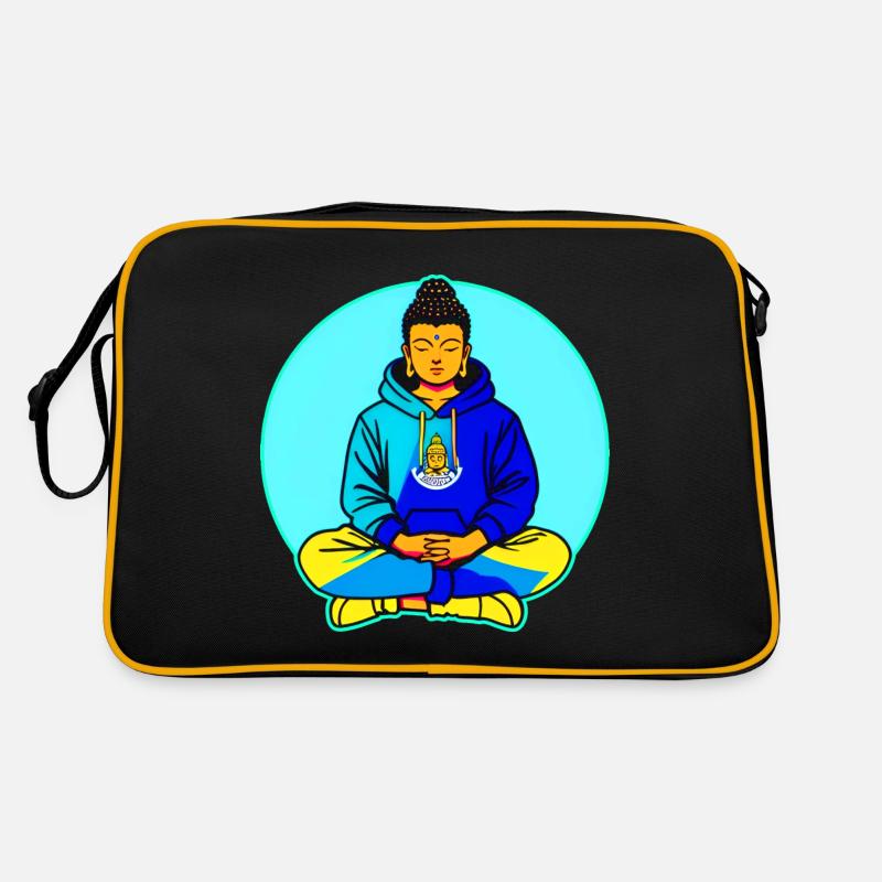 Bouddha en position de yoga avec sweat à capuche coloré Sac Retro
