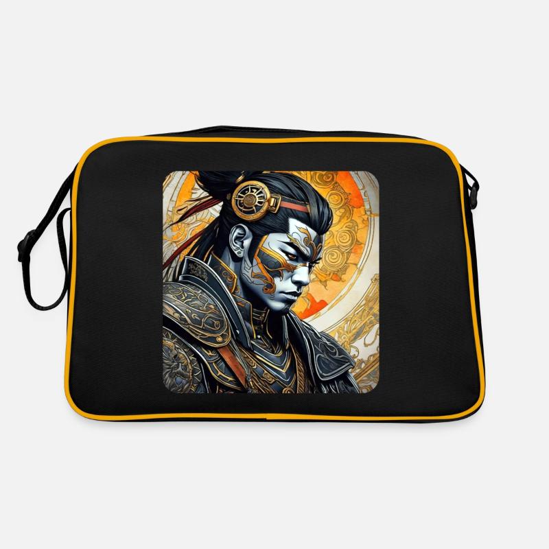 Stolzer Samurai mit Tattoo Japan Asia Ninja Kendo Retro Tasche