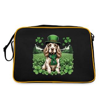 Irish Setter St. Patrick's Day Green Hat Pup - Retro Tasche - Schwarz/Gold - Hinten