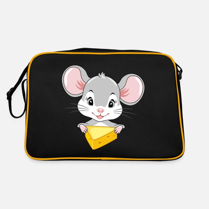 Mignon bébé souris avec un morceau de fromage Sac Retro