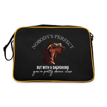 Nobodys perfect Dachshund Dackel Sausage Dog - Retro Tasche - Schwarz/Gold - Hinten