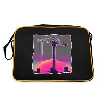 Kran / Baustelle / Seilwinde / Kransystem - Retro Tasche - Schwarz/Gold - Hinten