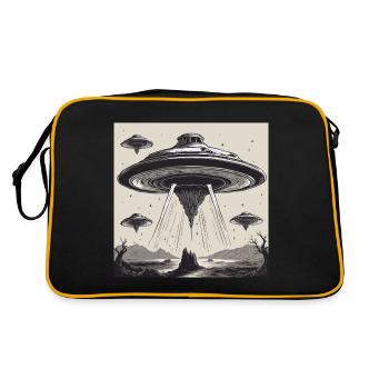 Alien / Vaisseau spatial / OVNI / Zone 51 / Tout / Mars - Sac Retro - noir/or - Dos
