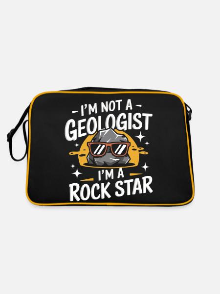 Experte für Geologie Gestein Geologe - Retro Tasche - Schwarz/Gold - Hinten