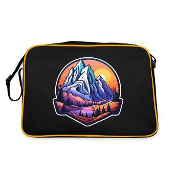 Berg / Alpen / Gipfel / Natur / Wald / Gestein - Retro Tasche - Schwarz/Gold - Hinten