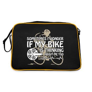 Wonder if My Bike Thinking About me Cycling - Retro Tasche - Schwarz/Gold - Hinten
